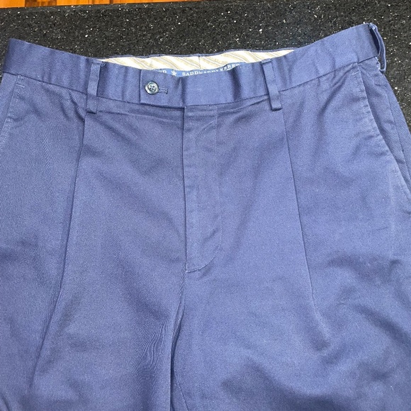 Saddlebred Men's 34Wx32L Comfort Waist Pleated Front Straight Fit Pants Navy Blu - Picture 2 of 12